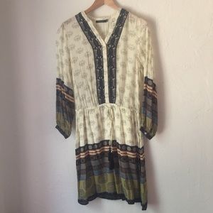 MAX JEANS cream peasant style dress Size S